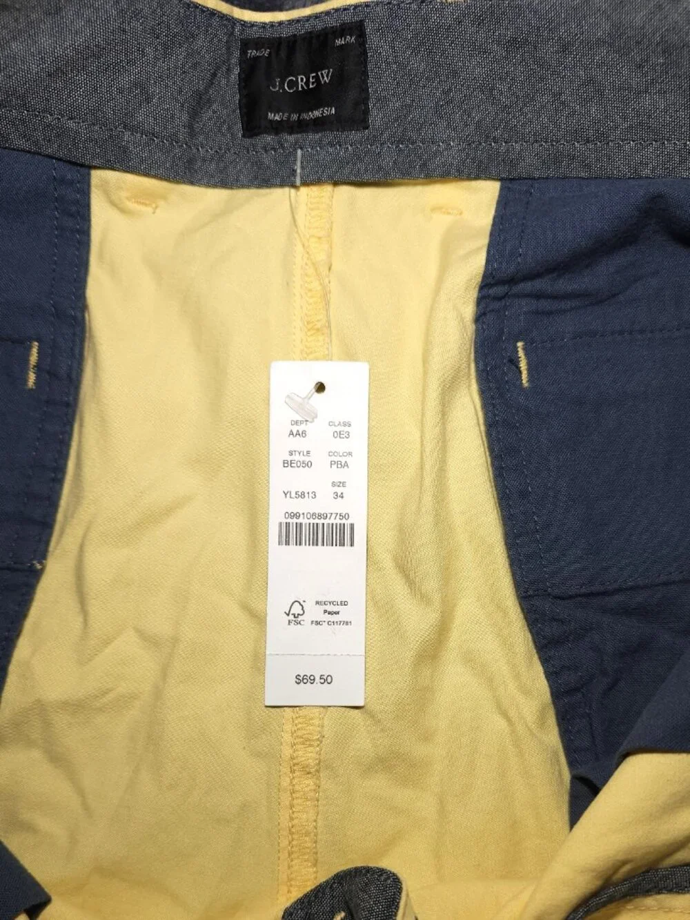 NWT J Crew Yellow 34 Shorts 5” Inseam Cotton Resort Beach Golf Work Reimagined